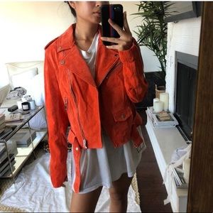 Real suede moto jacket